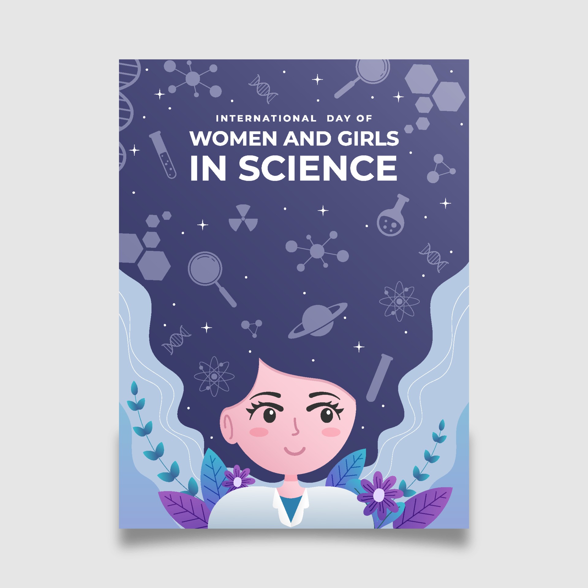国际妇女节科学海报模板0