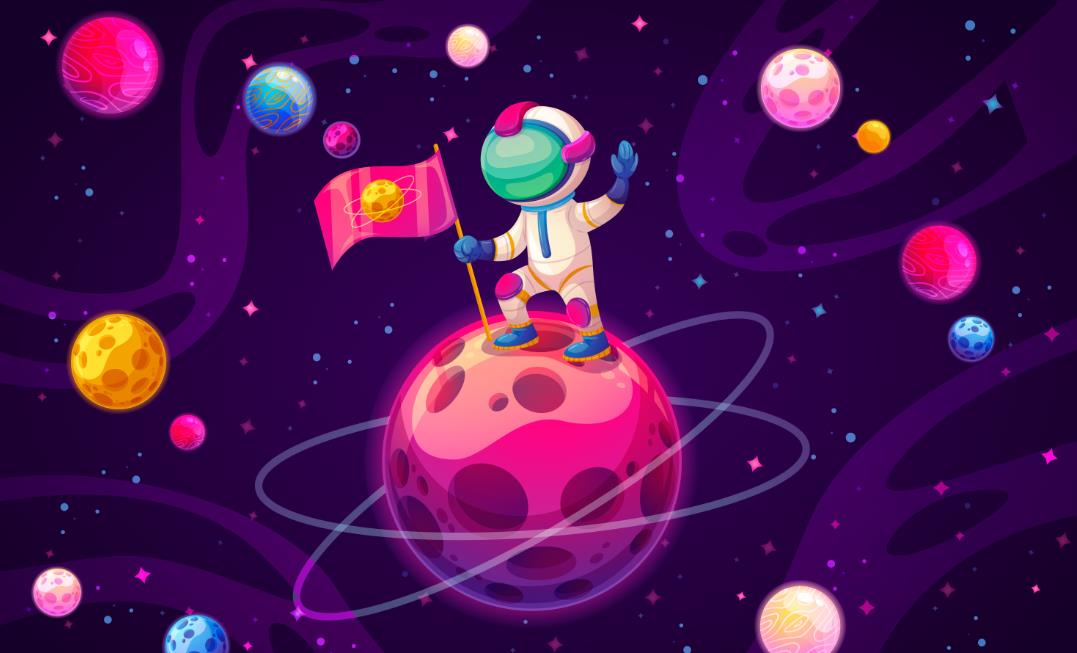 宇航员站在月球上插画0