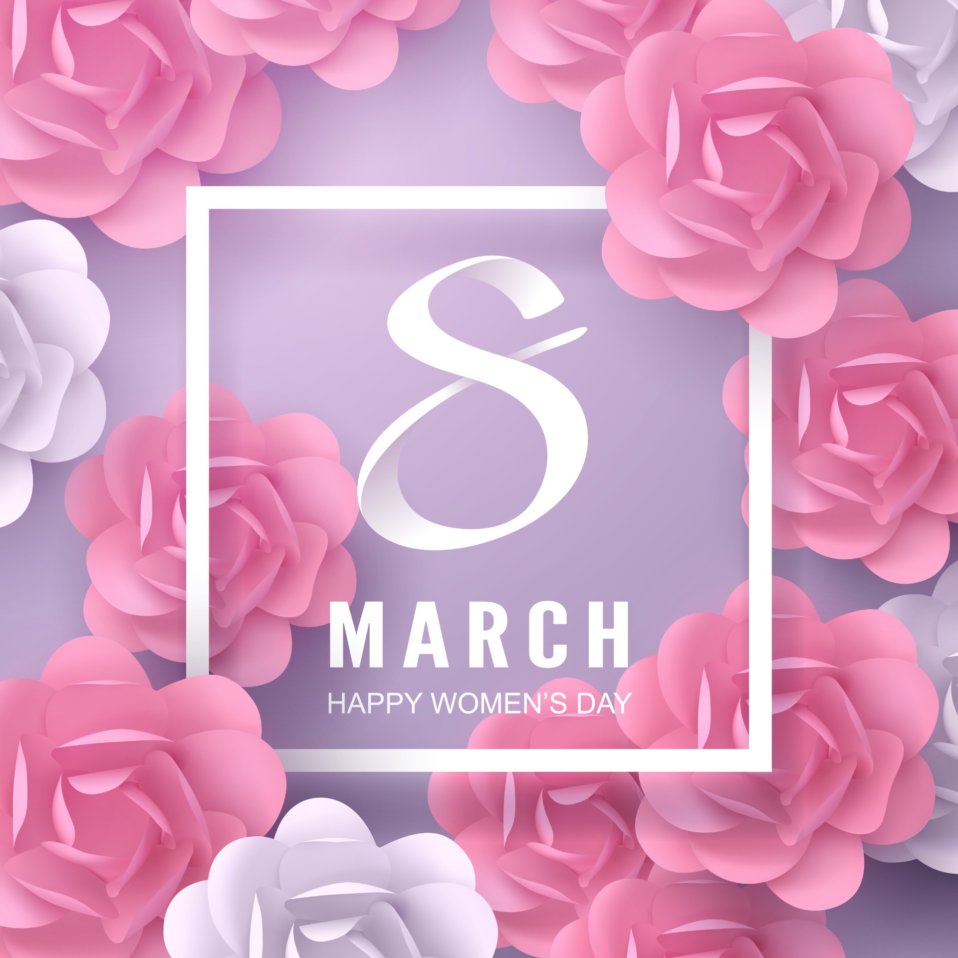 妇女节粉色花卉海报模板0