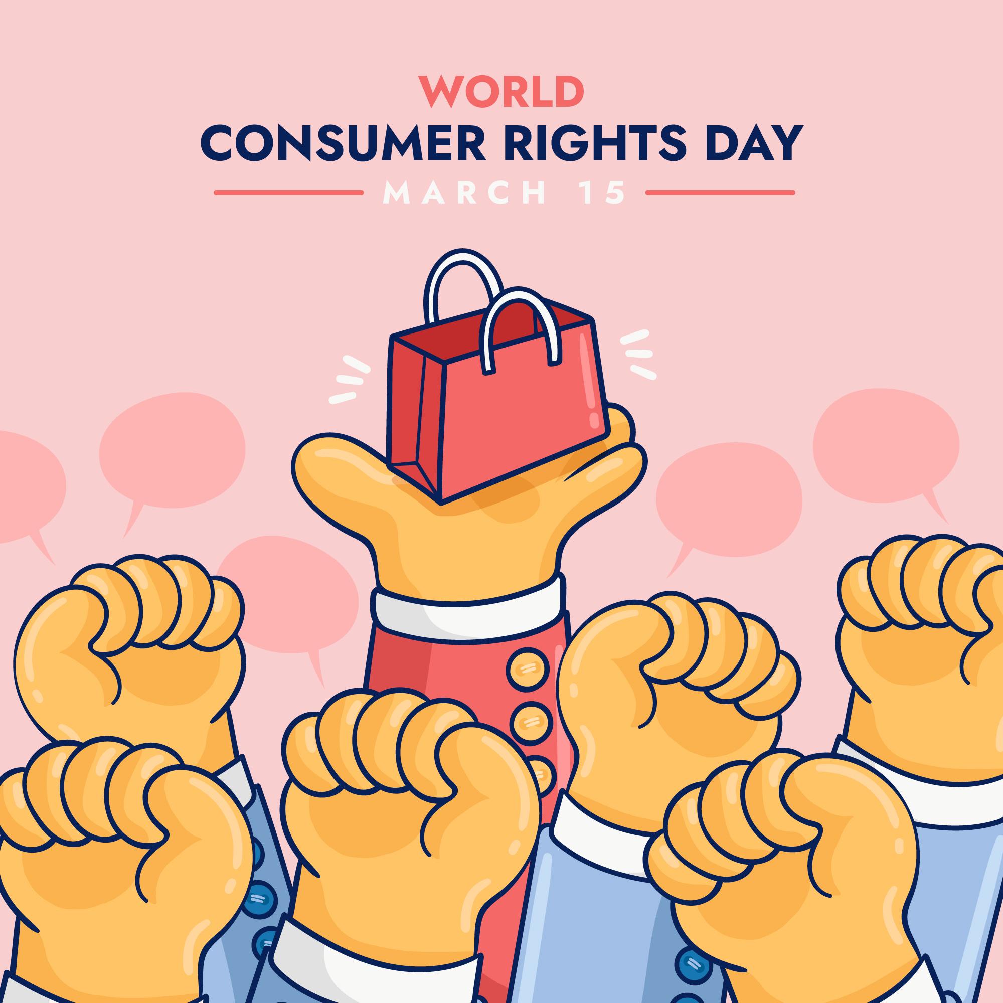 世界消费者权益日与拳头海报模板0
