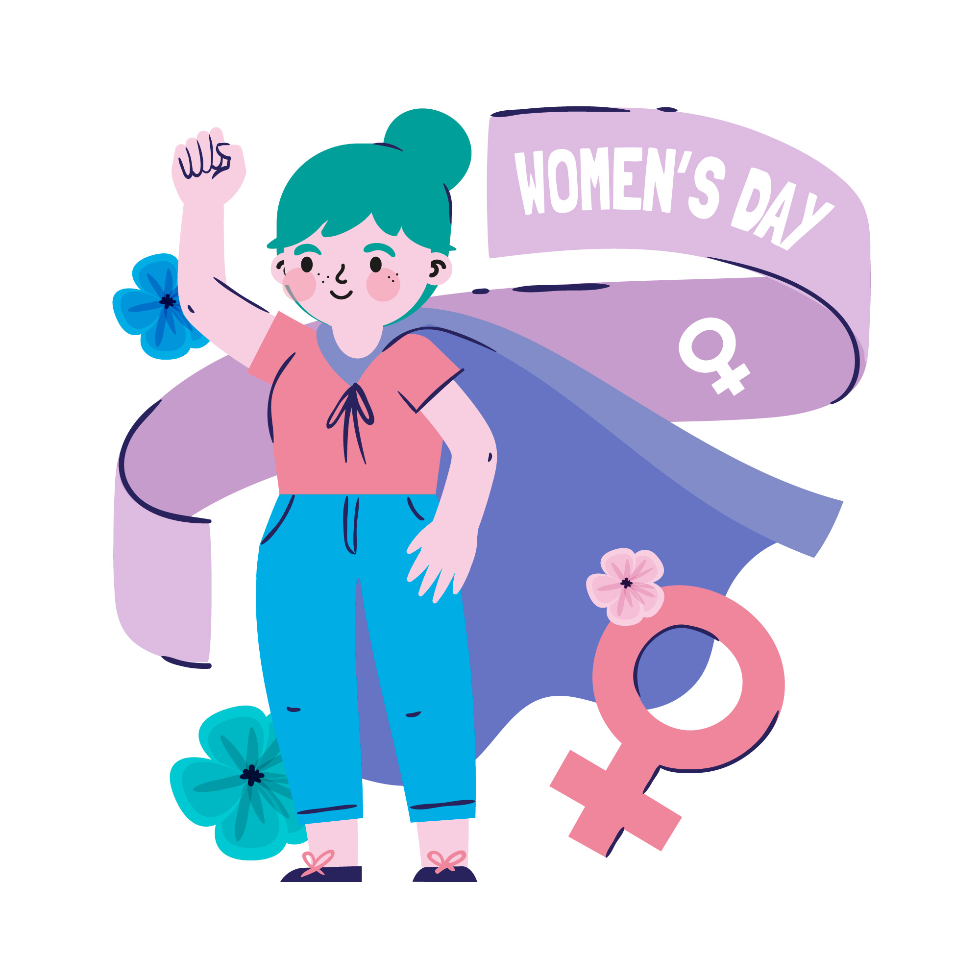 三八妇女节捍卫女性尊严手绘插图0
