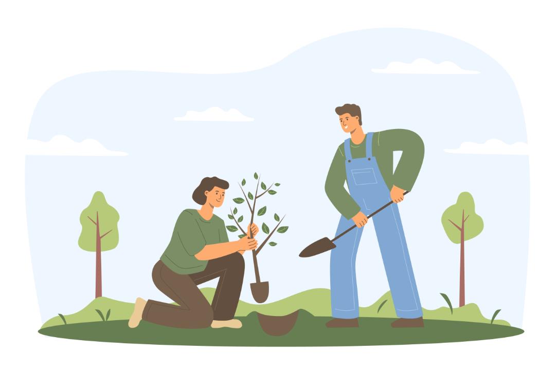 植树节种树保护环境插画0
