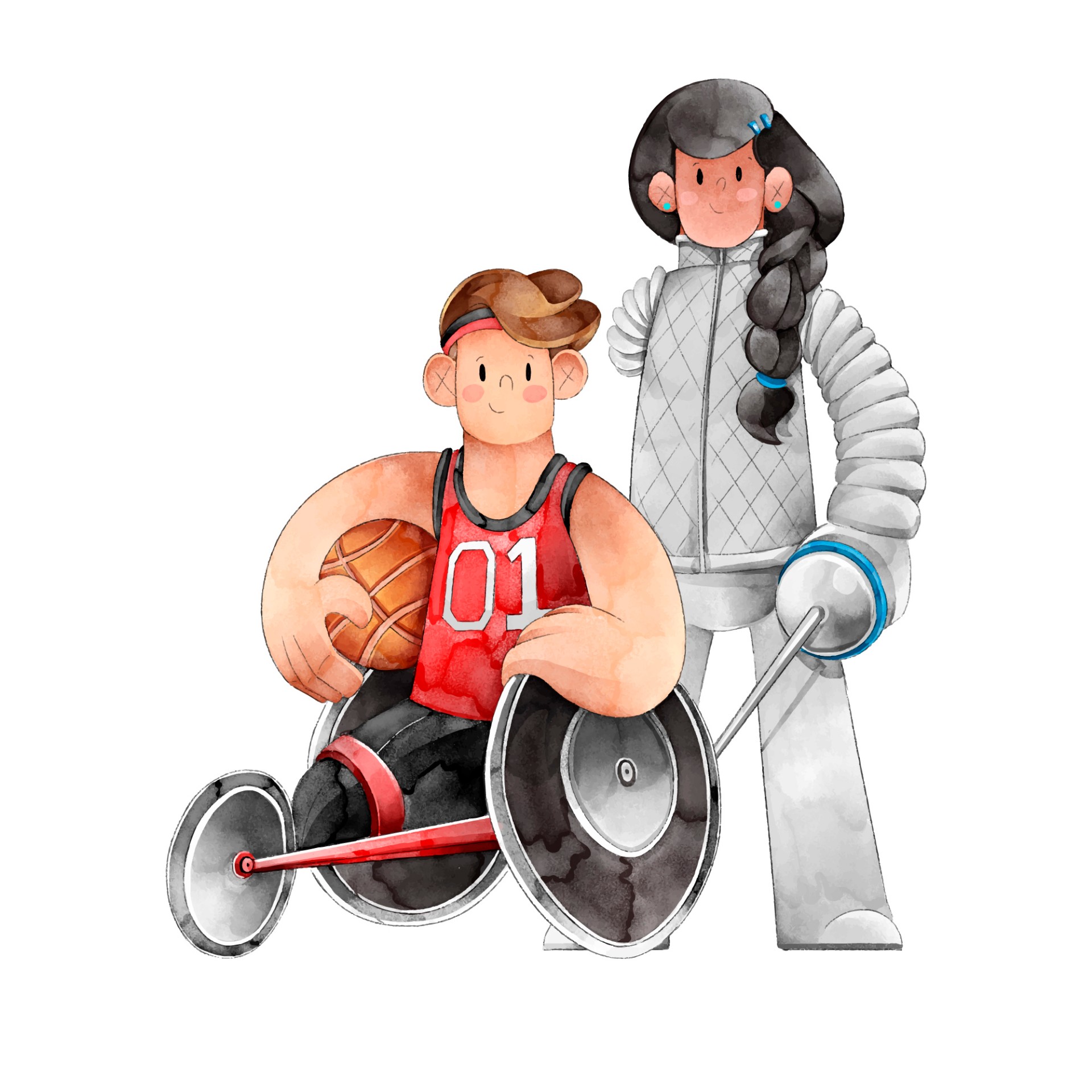 残疾运动员轮椅打球和击剑插图0