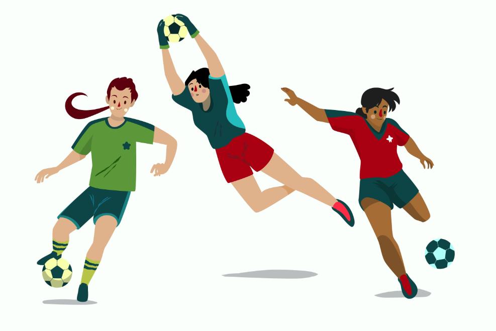 女足球运动员卡通插画0