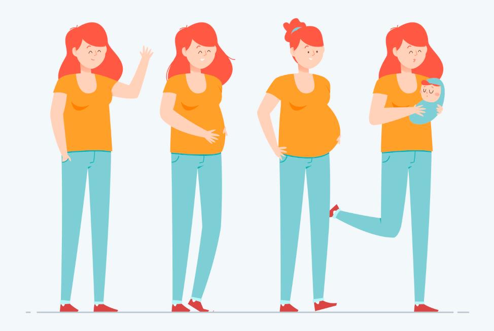 女人怀孕过程插画0