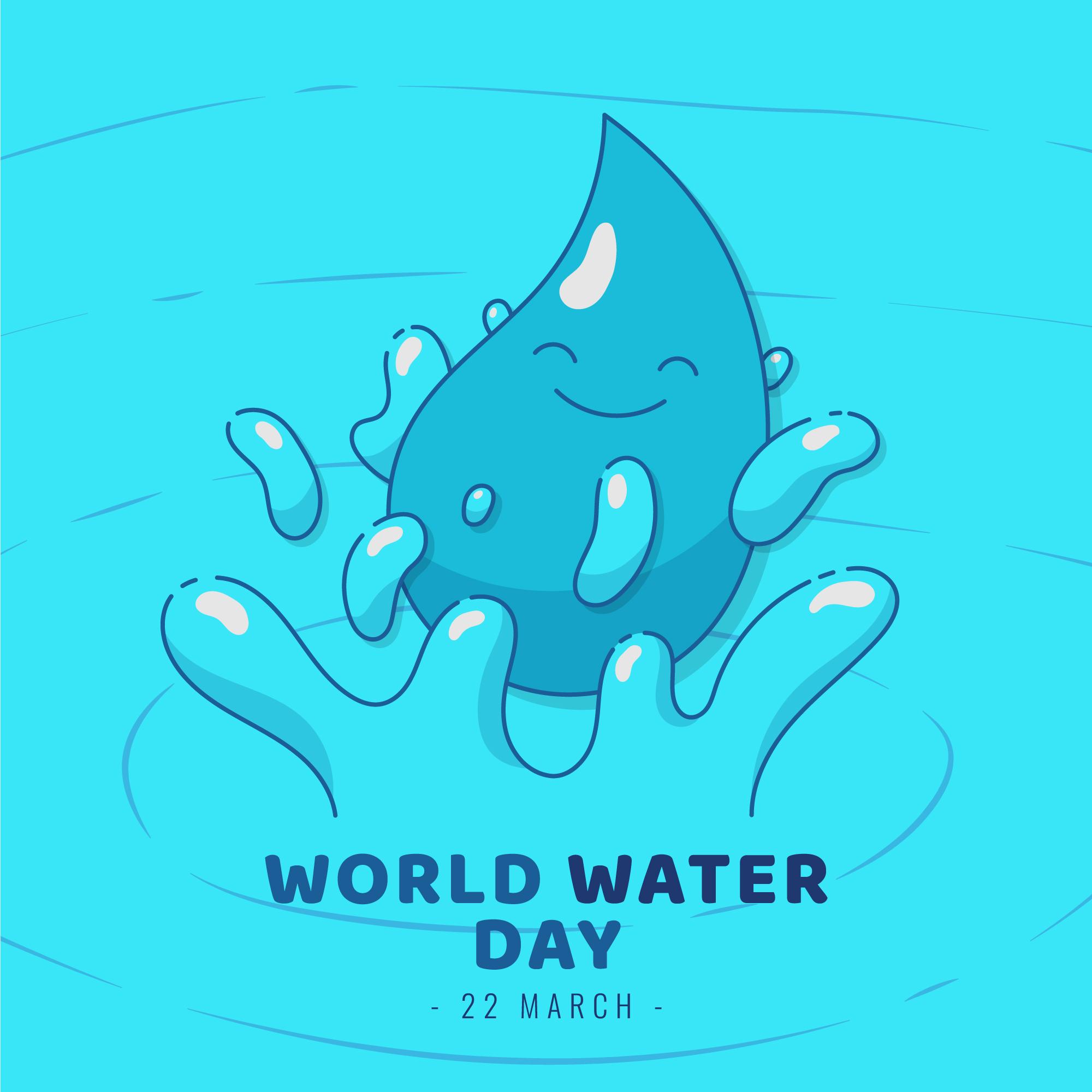 手绘保护世界水日水滴插画0