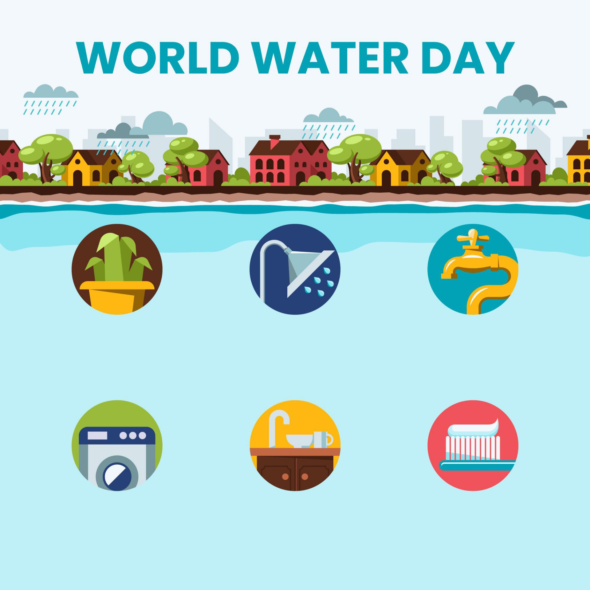 世界水日宣传节约用水插画0