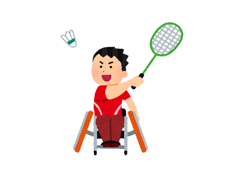 残奥会轮椅羽毛球插画0