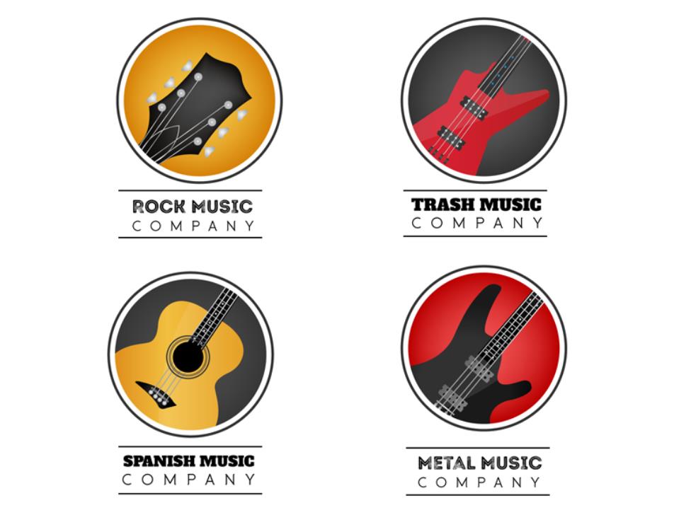 吉他元素创意logo0