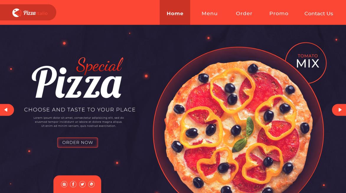 披萨美食网页界面设计模板0