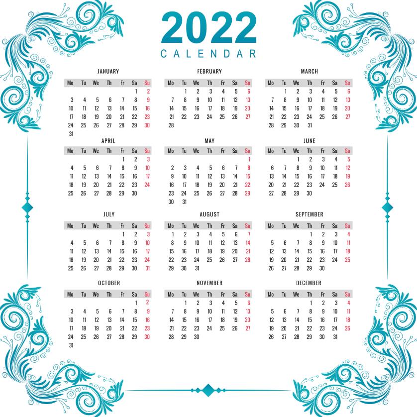 2022正方形日历电子模板0