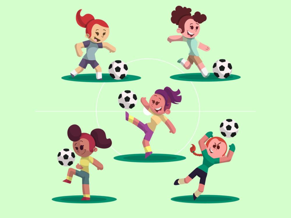女子足球运动员插画0