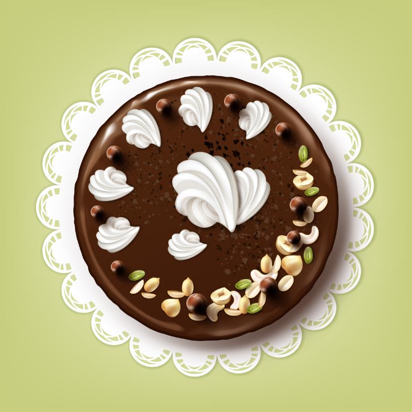 巧克力坚果蛋糕甜品插画0