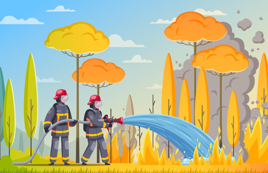 消防员森林救火插画0