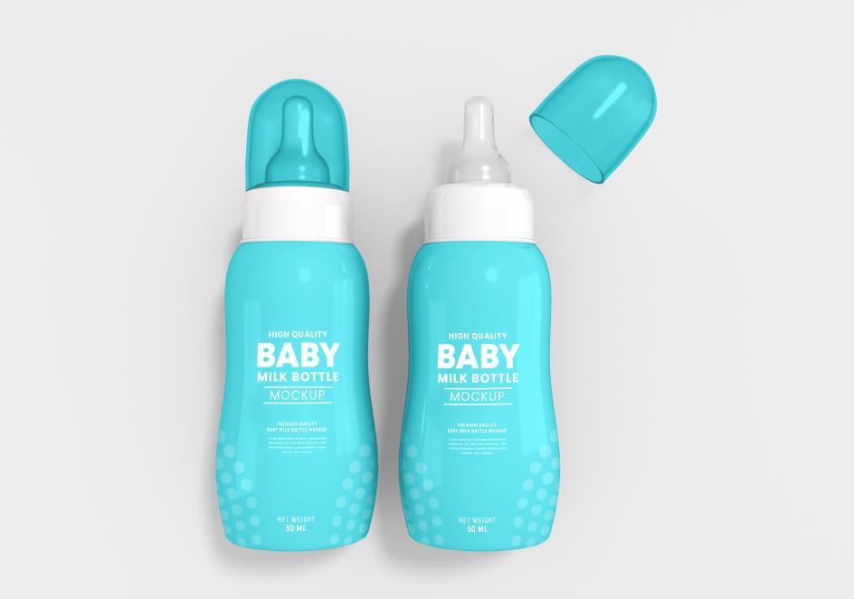 婴儿奶瓶贴图样机0
