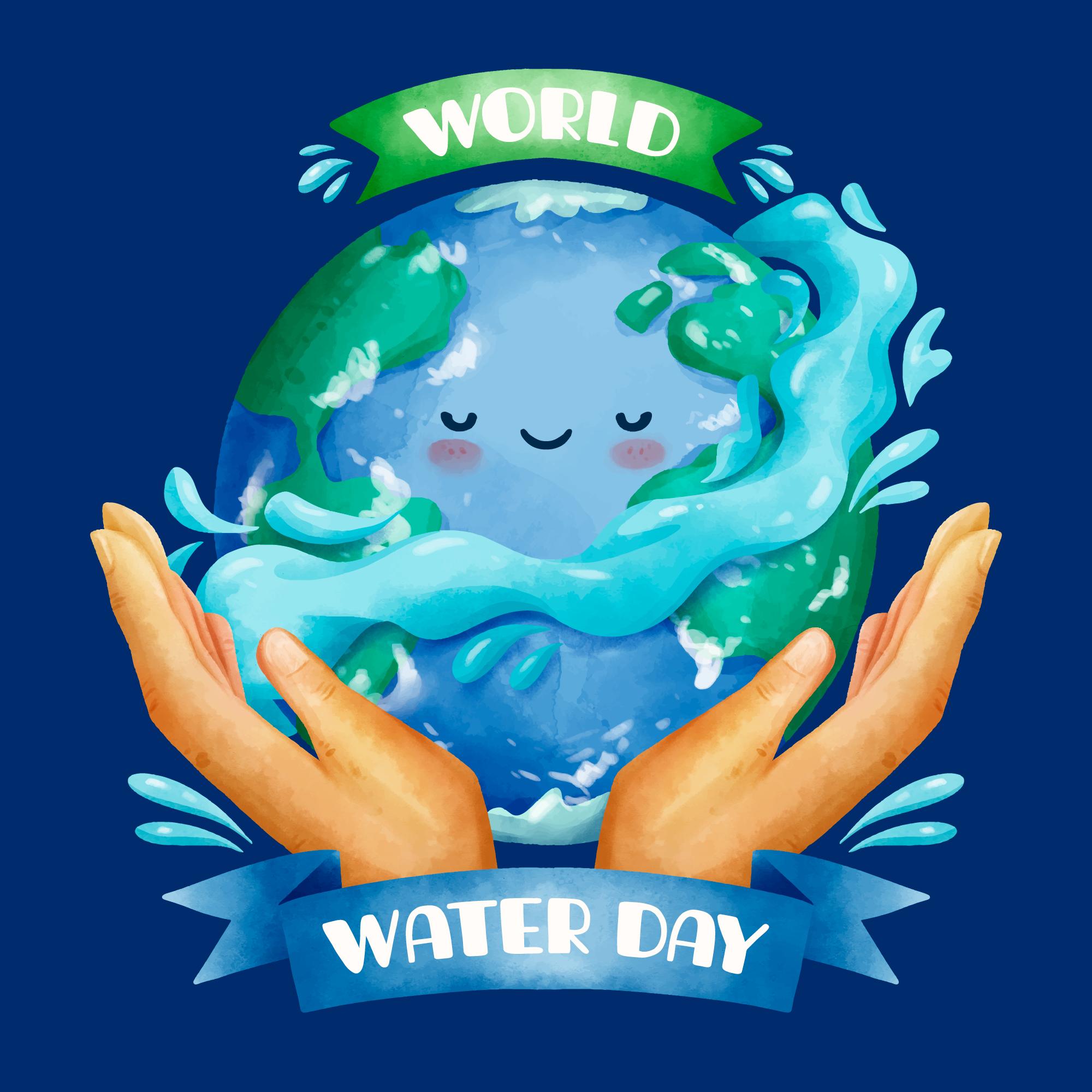 世界水日手绘地球水资源插画0