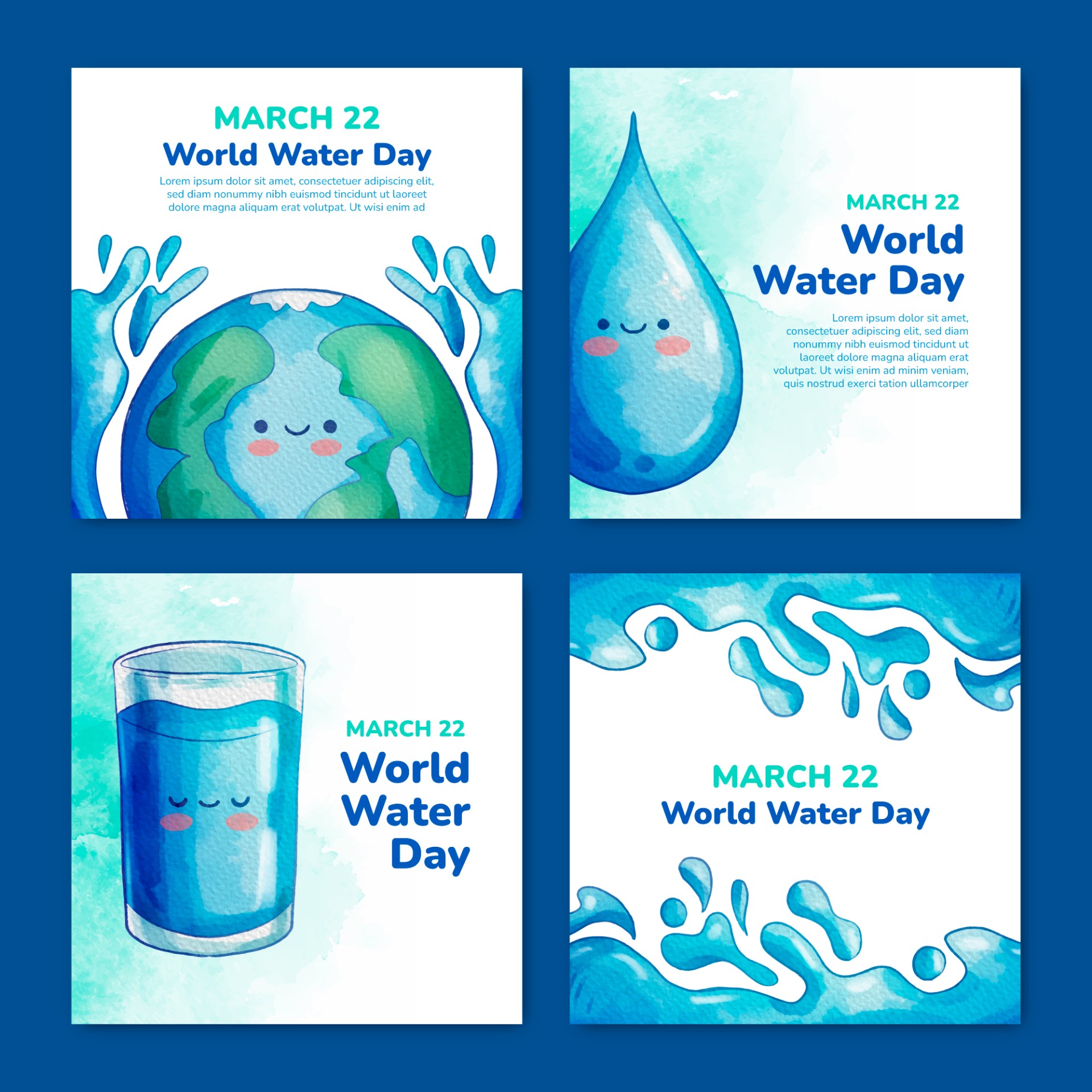 3月22日世界水日海报模板0