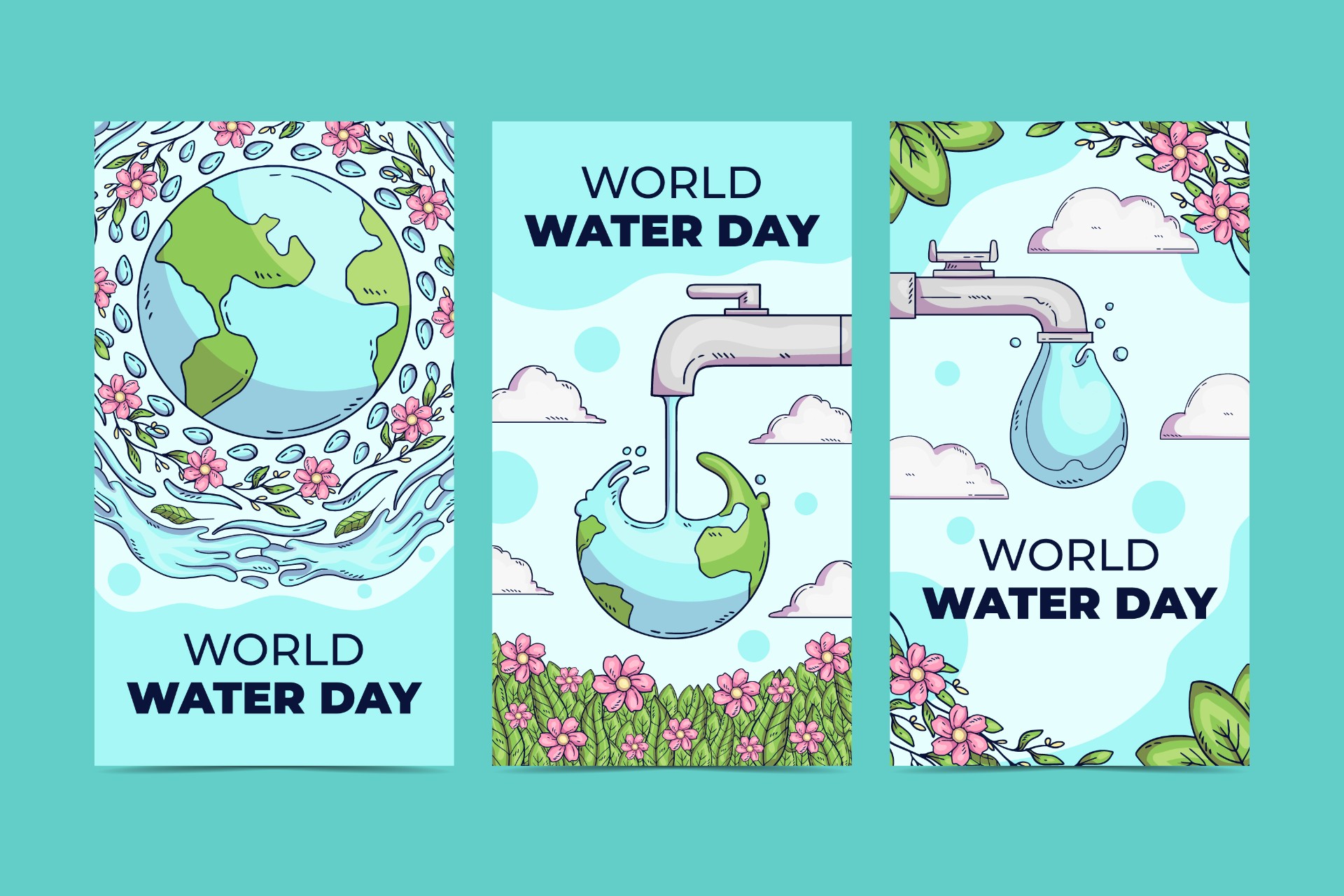 3月22日世界水日竖版海报模板0