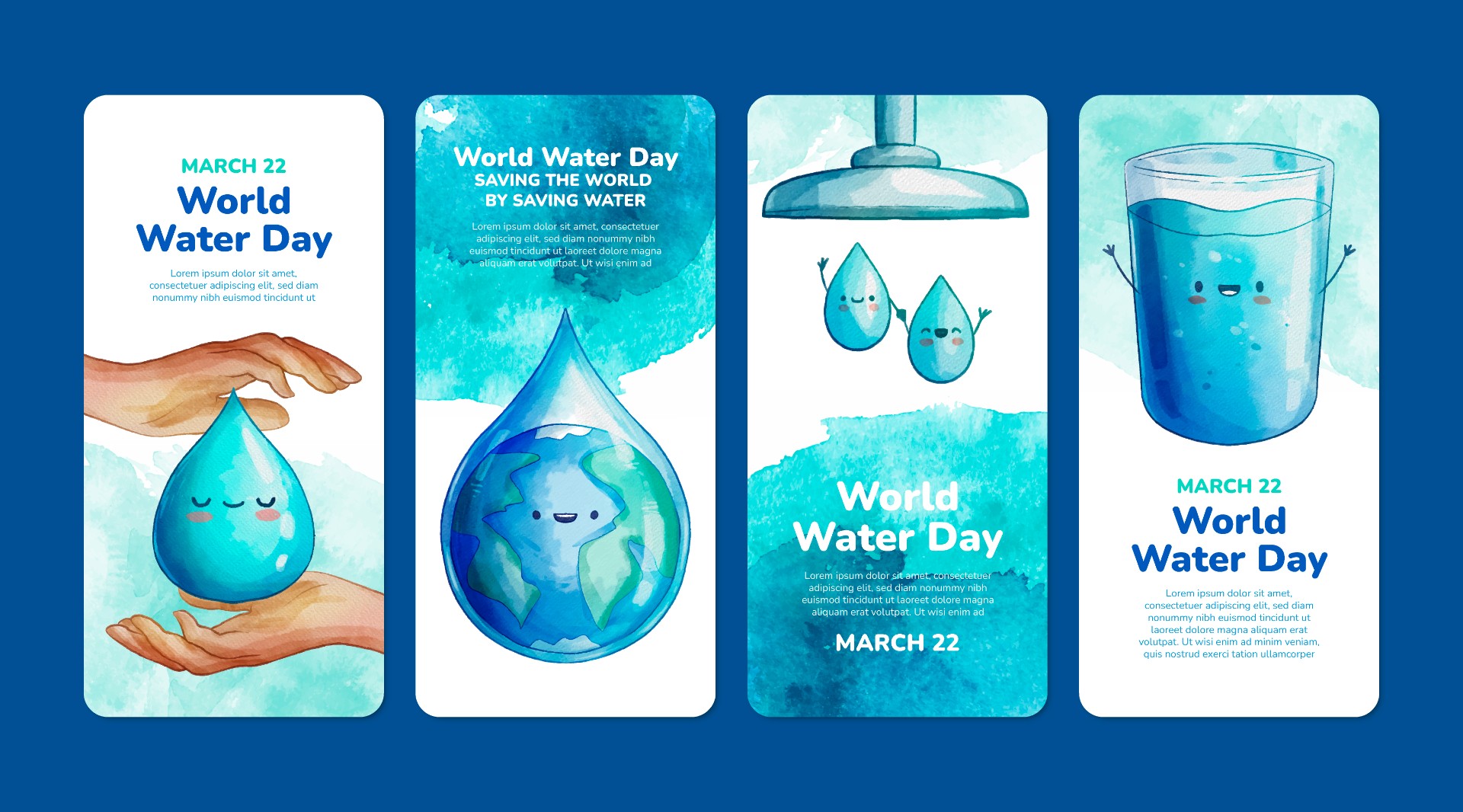 世界水日竖版海报系列模板0