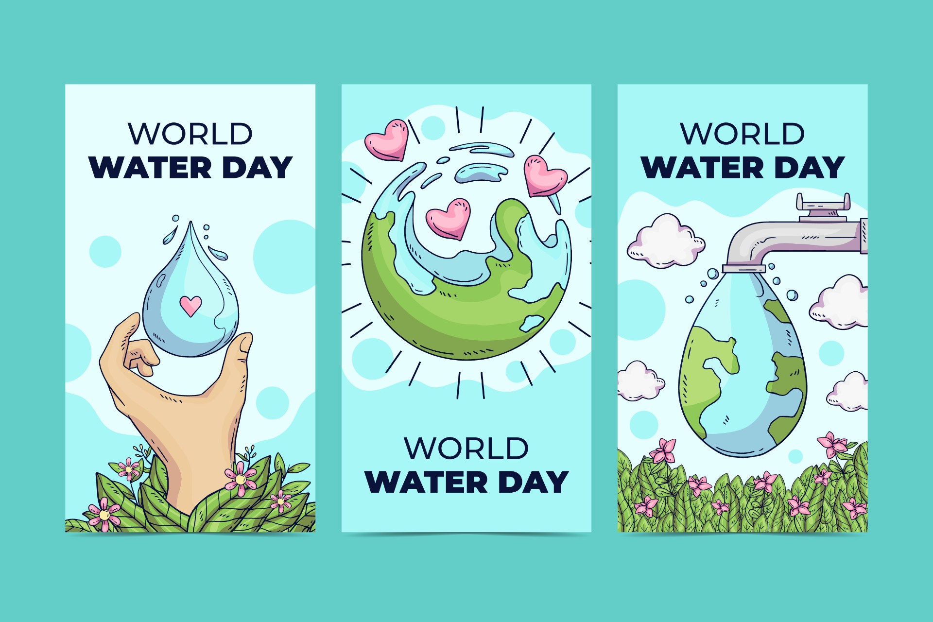 世界水日竖版宣传海报模板0
