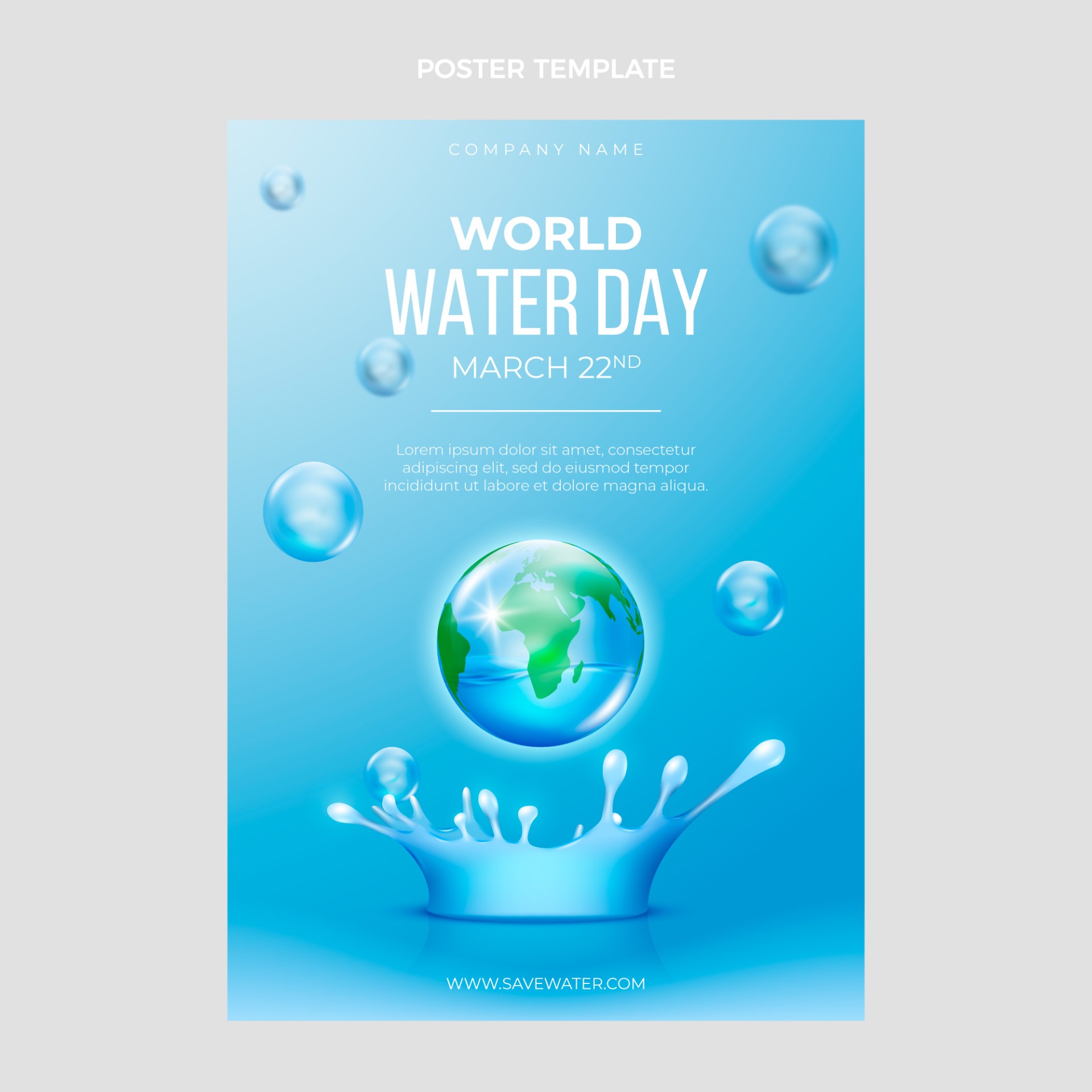 3月世界水日竖版海报模板0