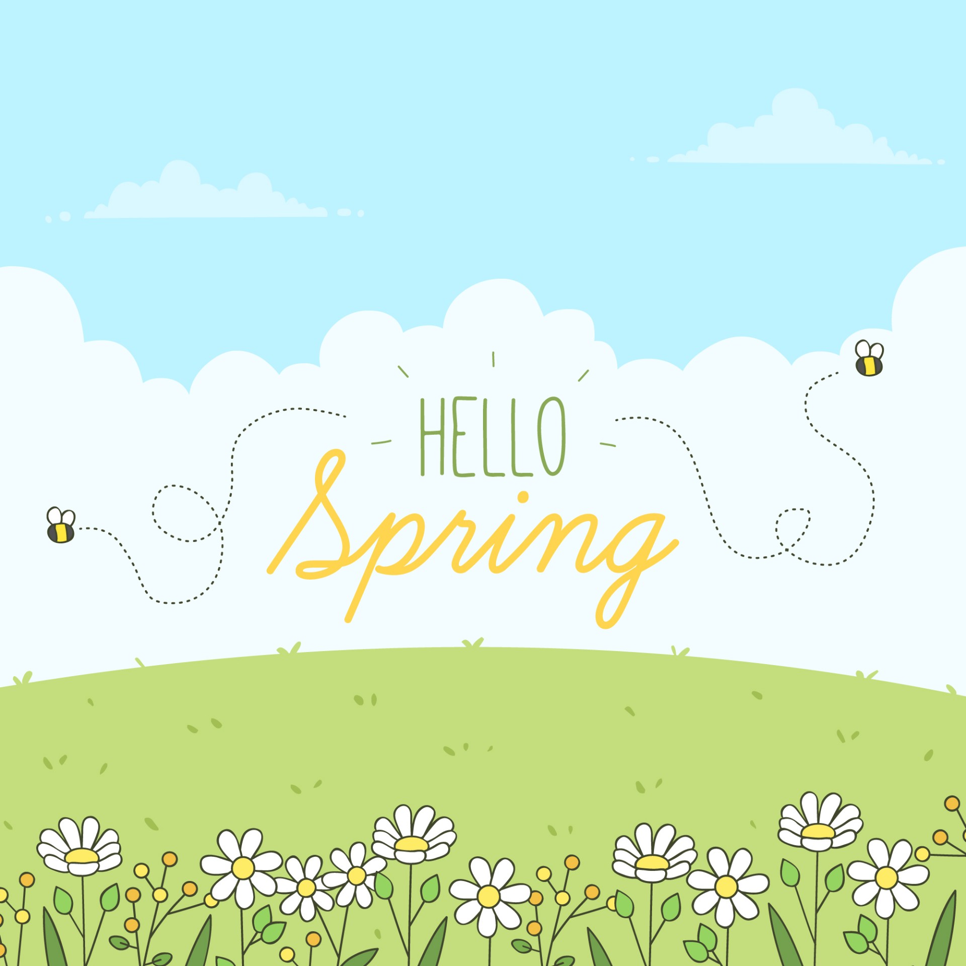 Hello spring春天小清新简约插图0
