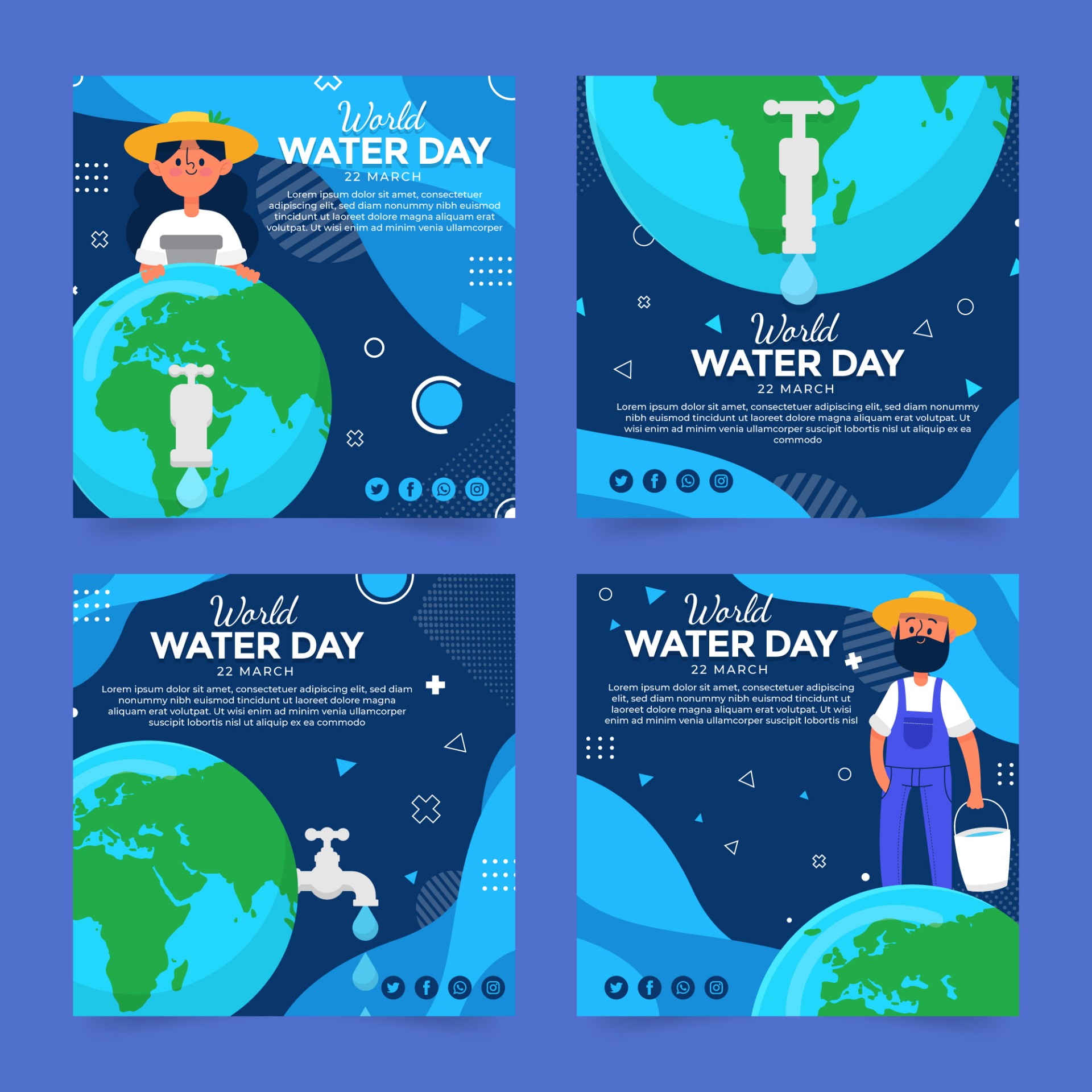 2022世界水日网络海报模板0