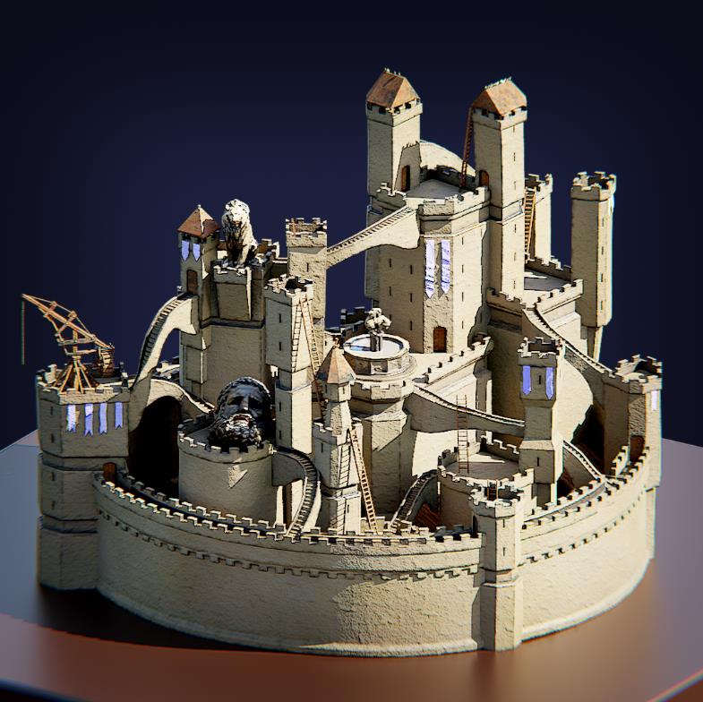 逼真的大型建筑城堡模型0
