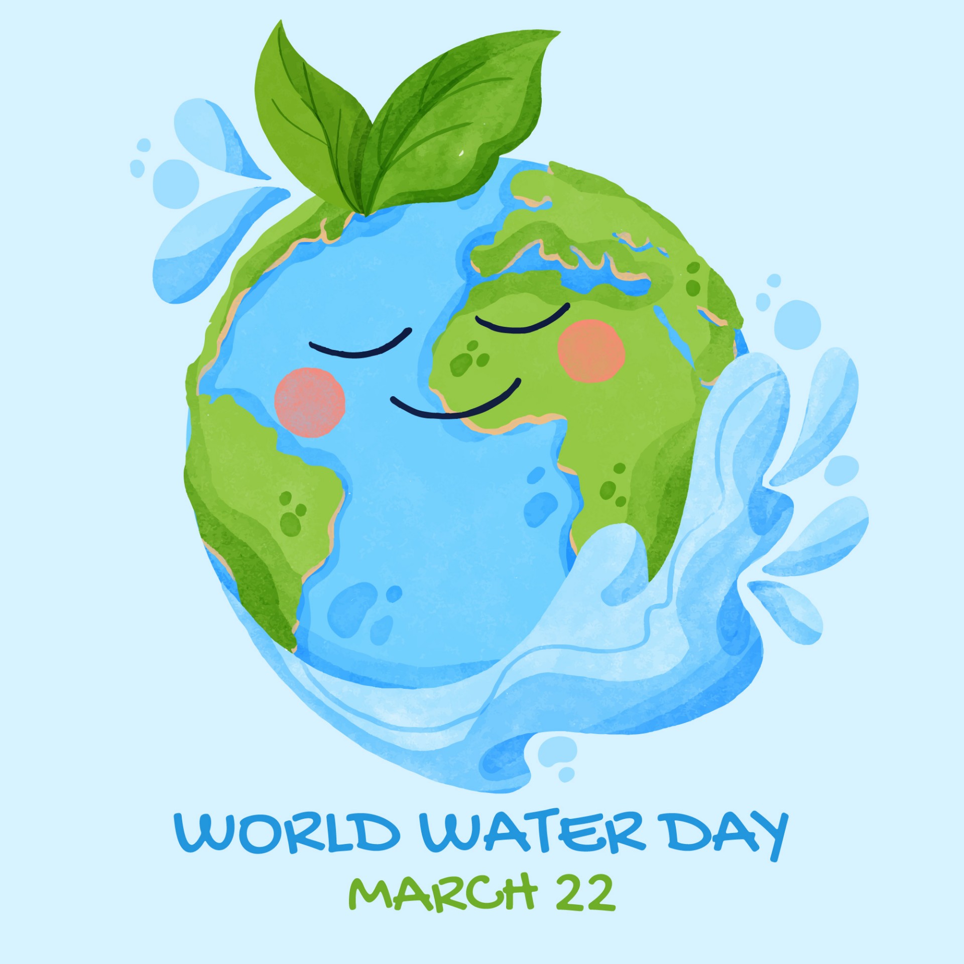 世界水日宣传手绘插画0