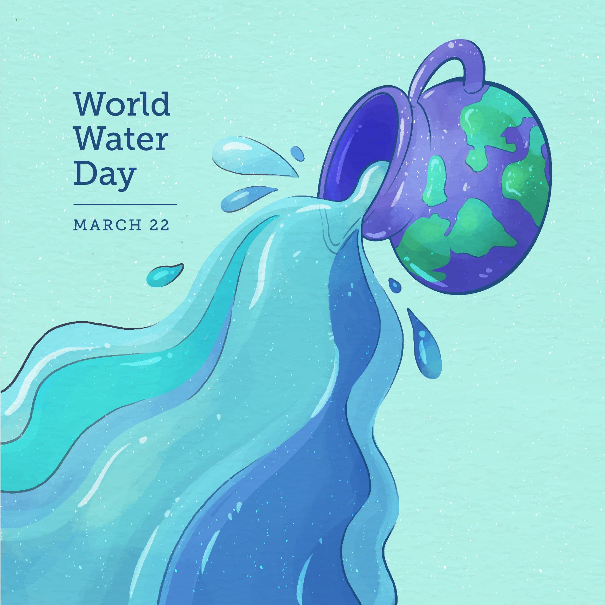 世界水日水彩插图0