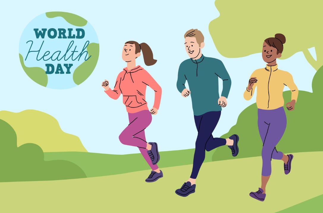 世界卫生日户外跑步运动插画0