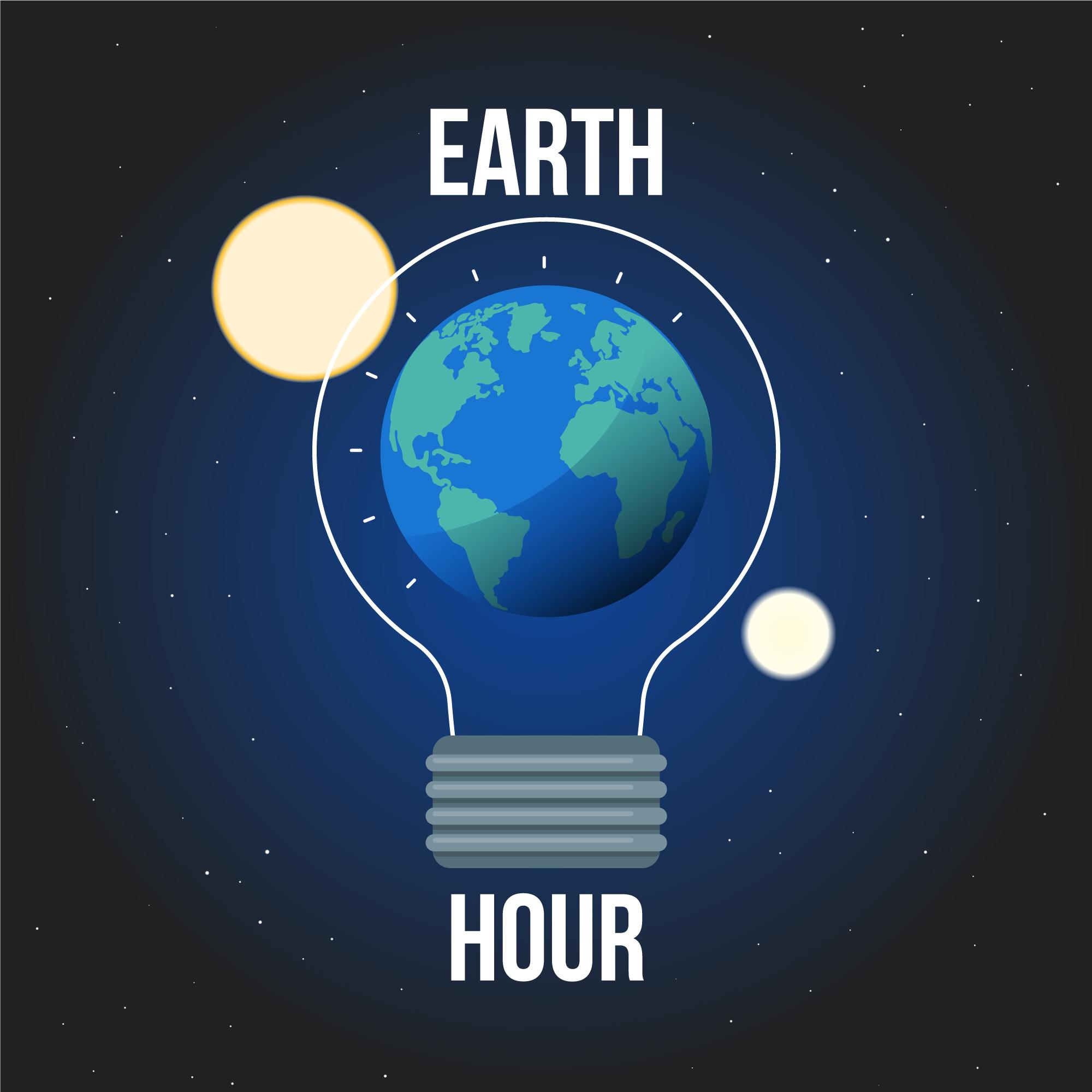 地球一小时关灯日创意插图0