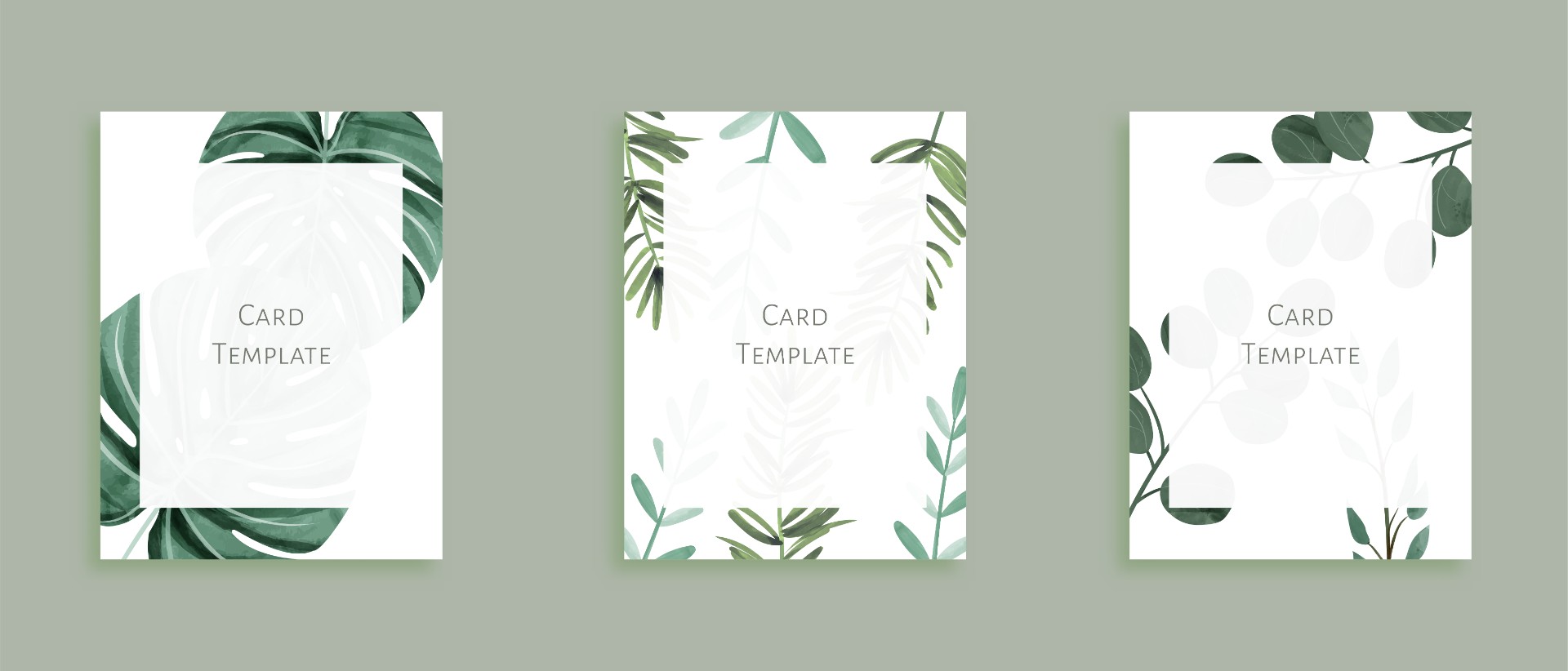 绿色叶子现代卡片模板0