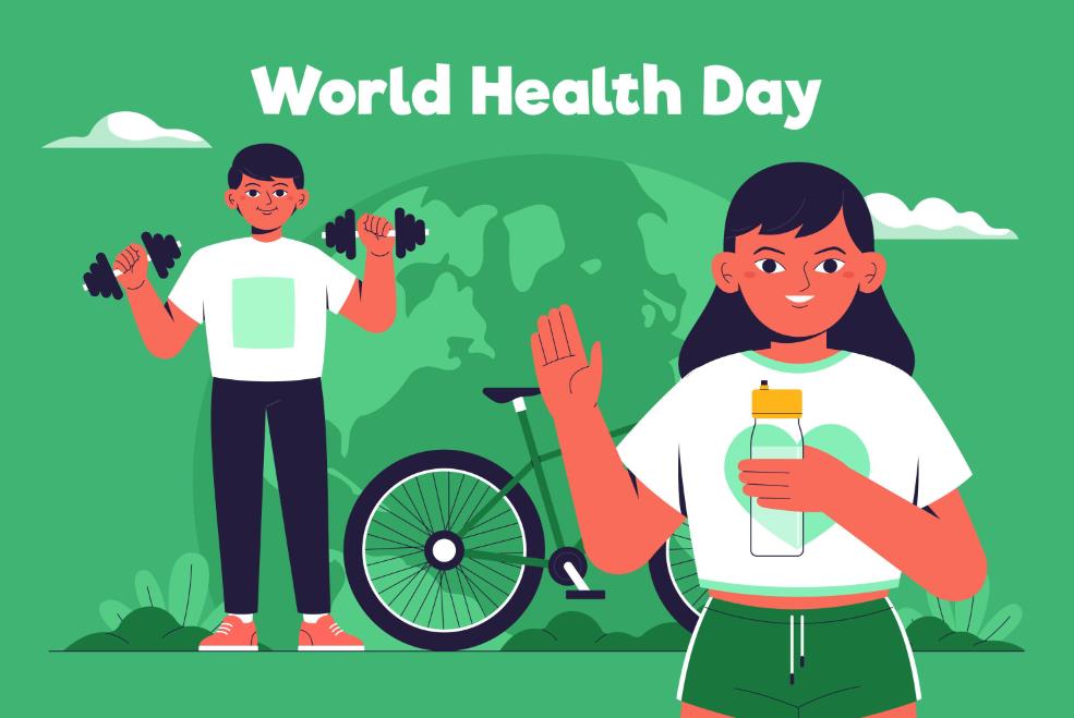 世界卫生日运动健康插画0