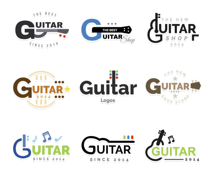 吉他琴行标志logo设计0