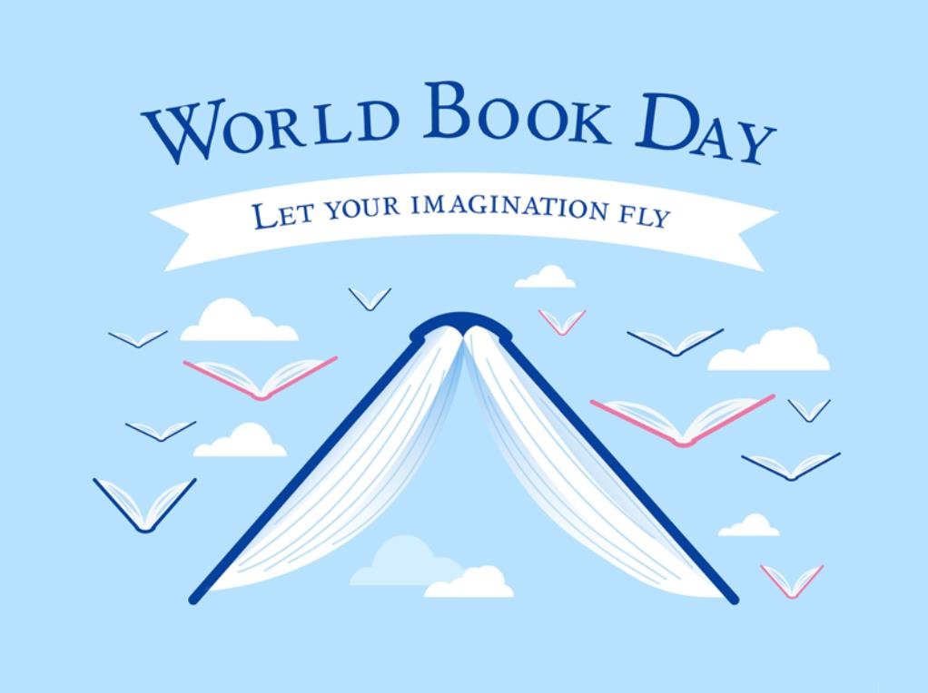 世界读书日飞翔的书本插画0