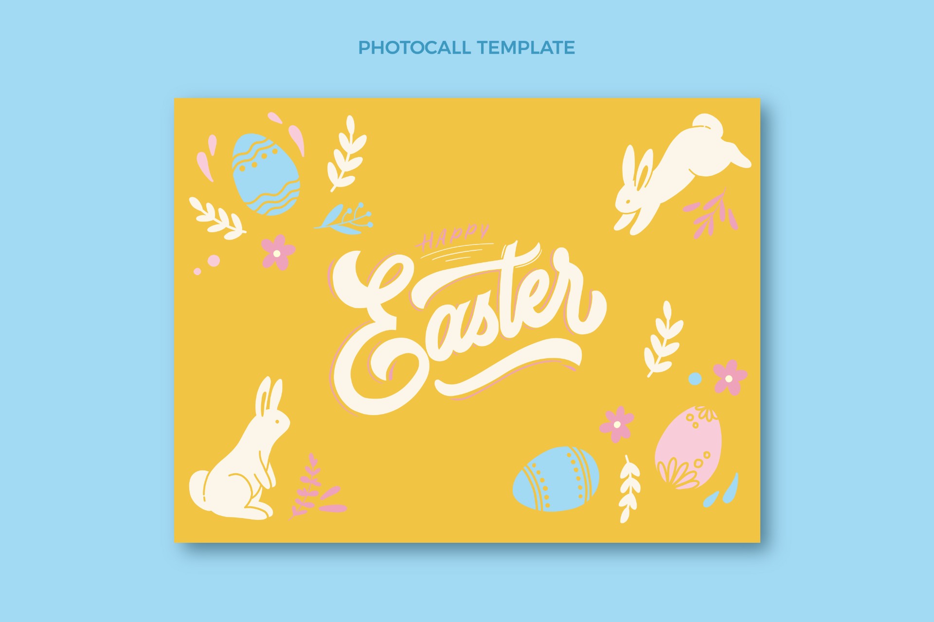 复活节兔子剪影海报模板0