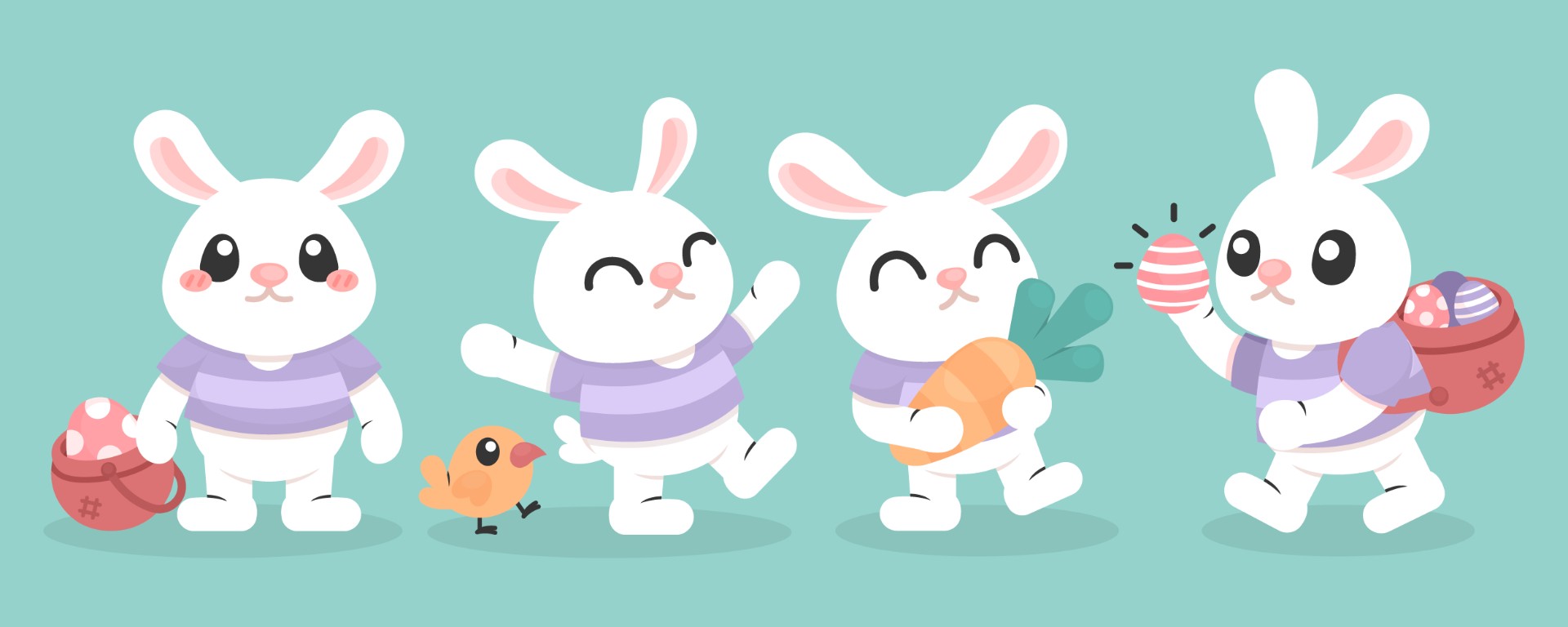 复活节卡通兔子插图0