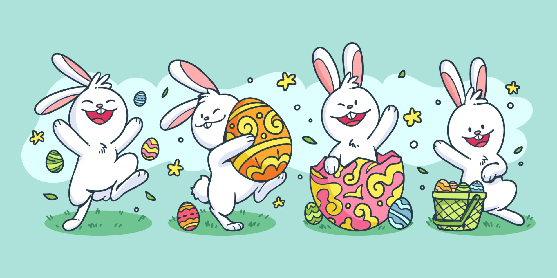 复活节兔子彩蛋元素插图0