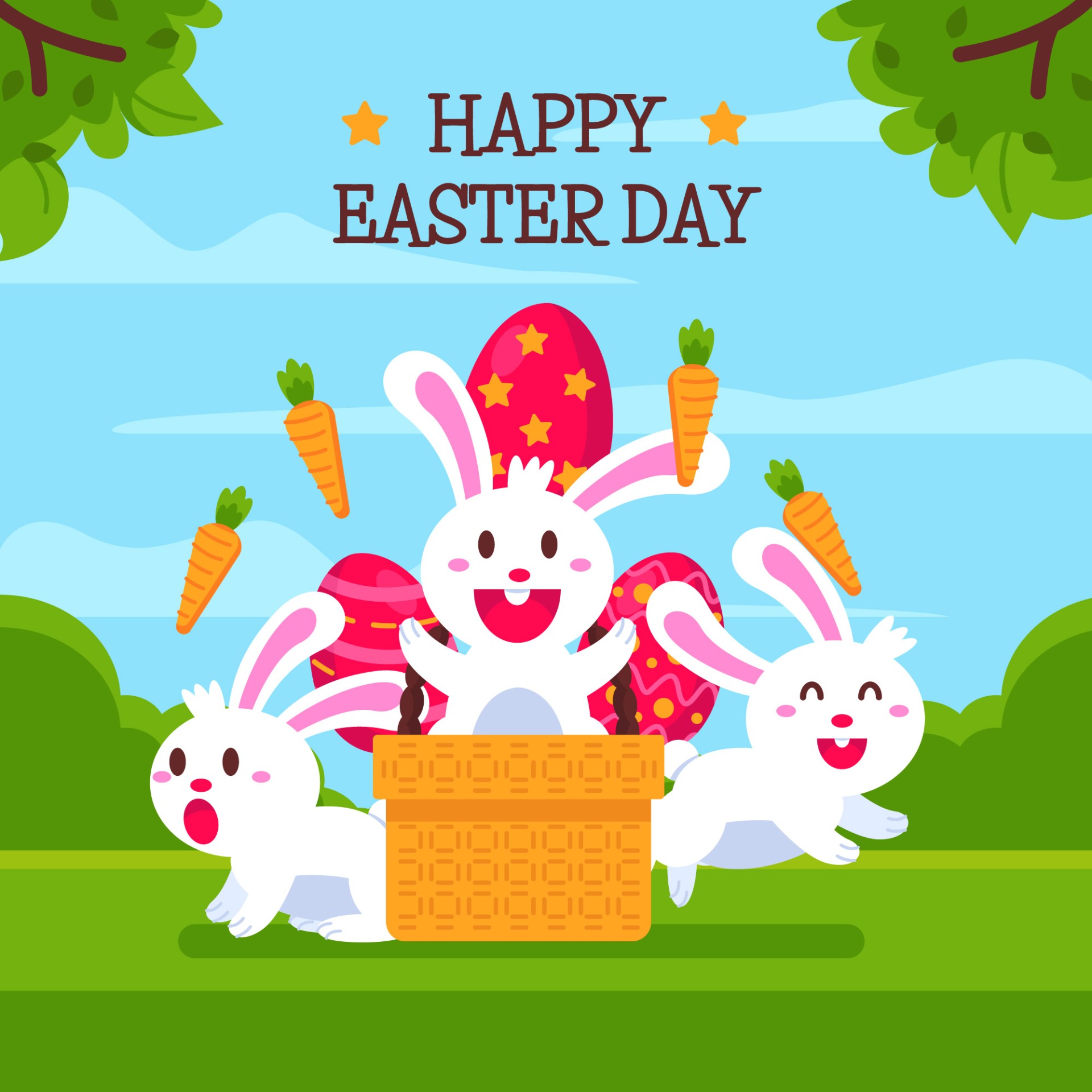 复活节可爱兔子插画0