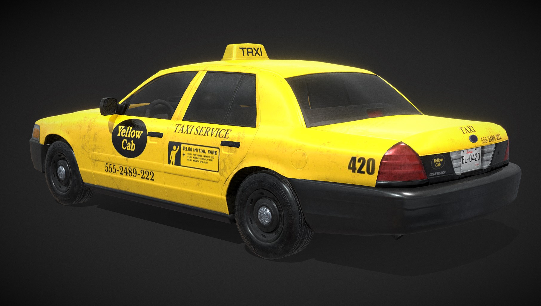 黄色出租车3d模型0