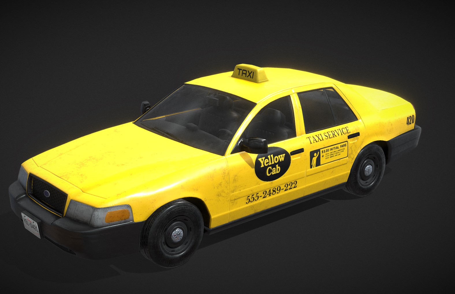 黄色出租车3d模型1