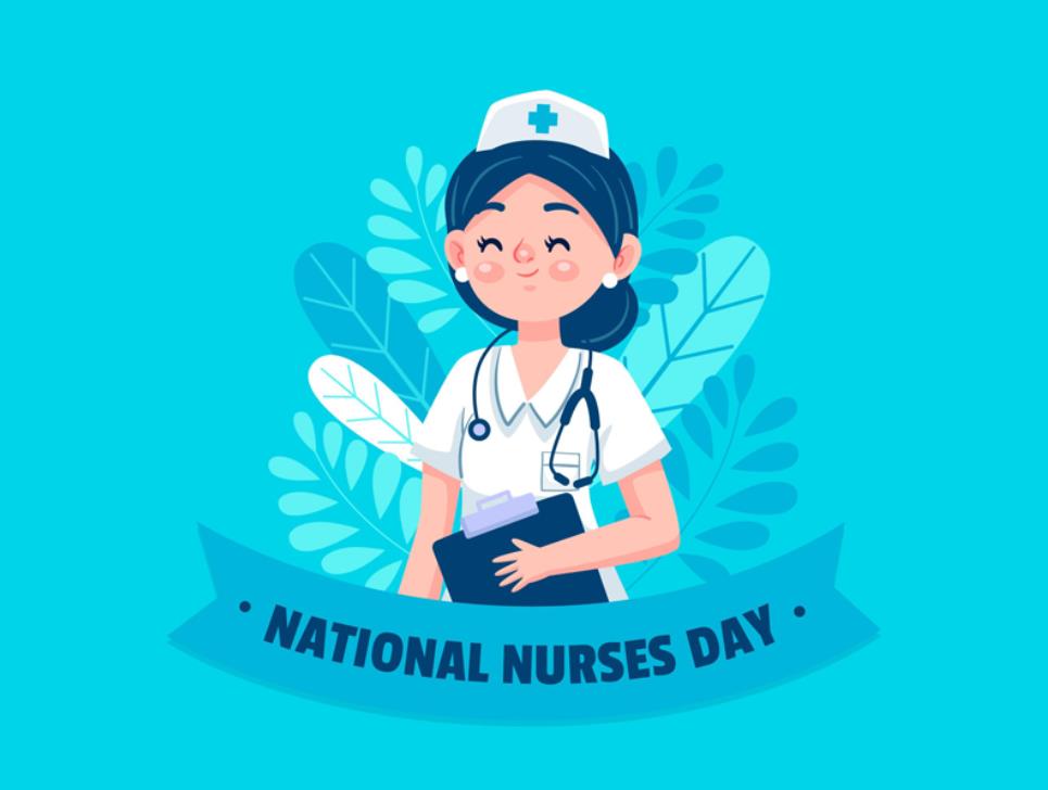 国际护士节微笑的女护士插画0