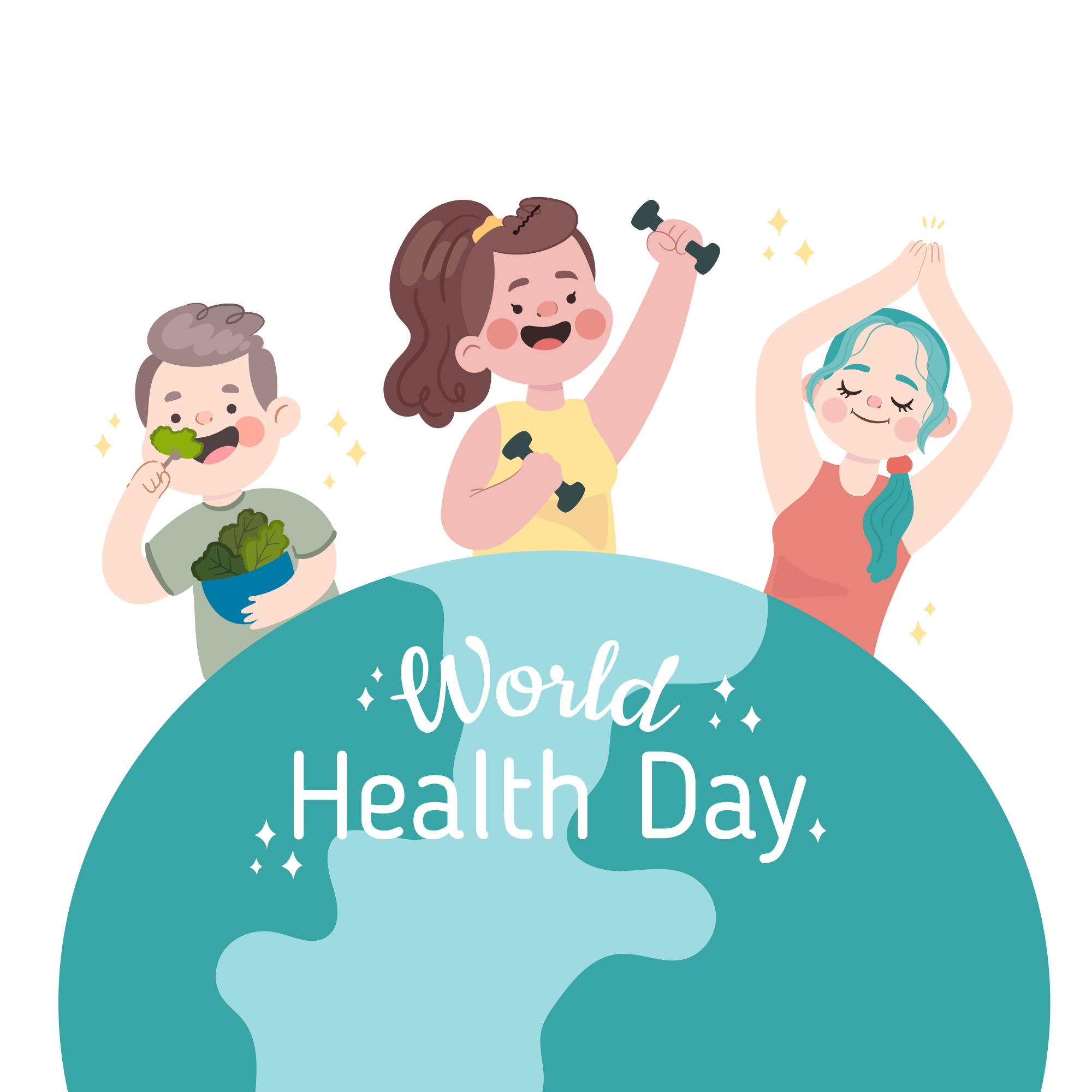世界卫生日手绘插图0