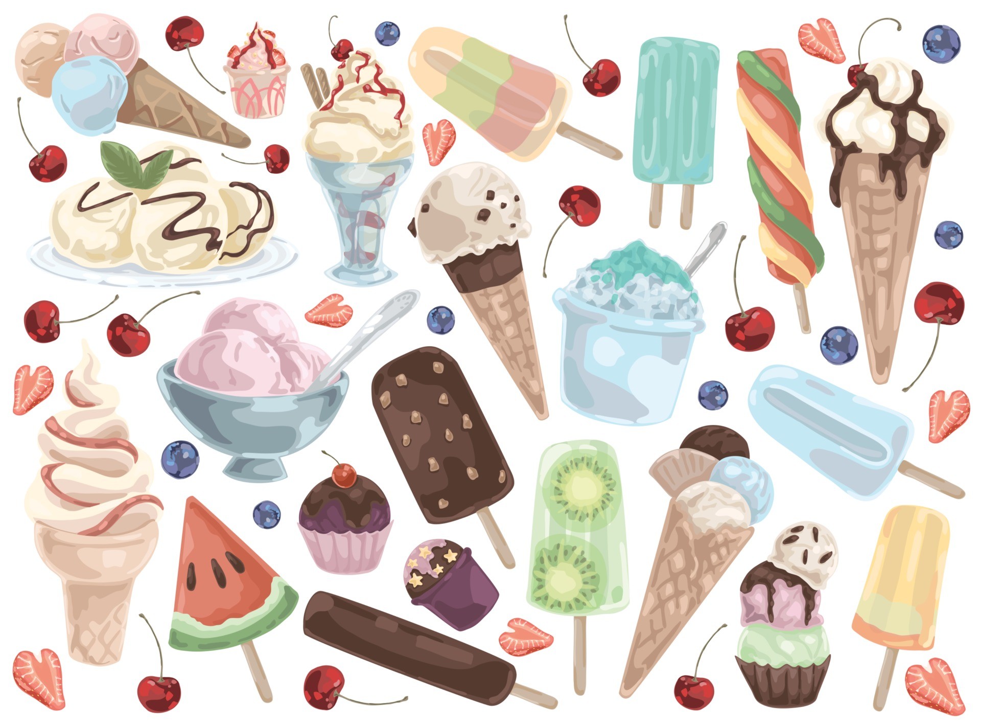 冰淇淋雪糕水果背景插图0