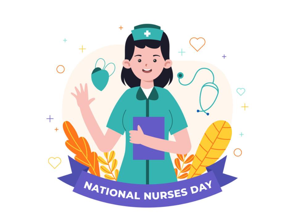 国际护士节招手的女护士插画0