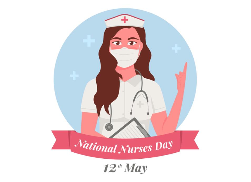 国际护士节戴口罩的护士插画0