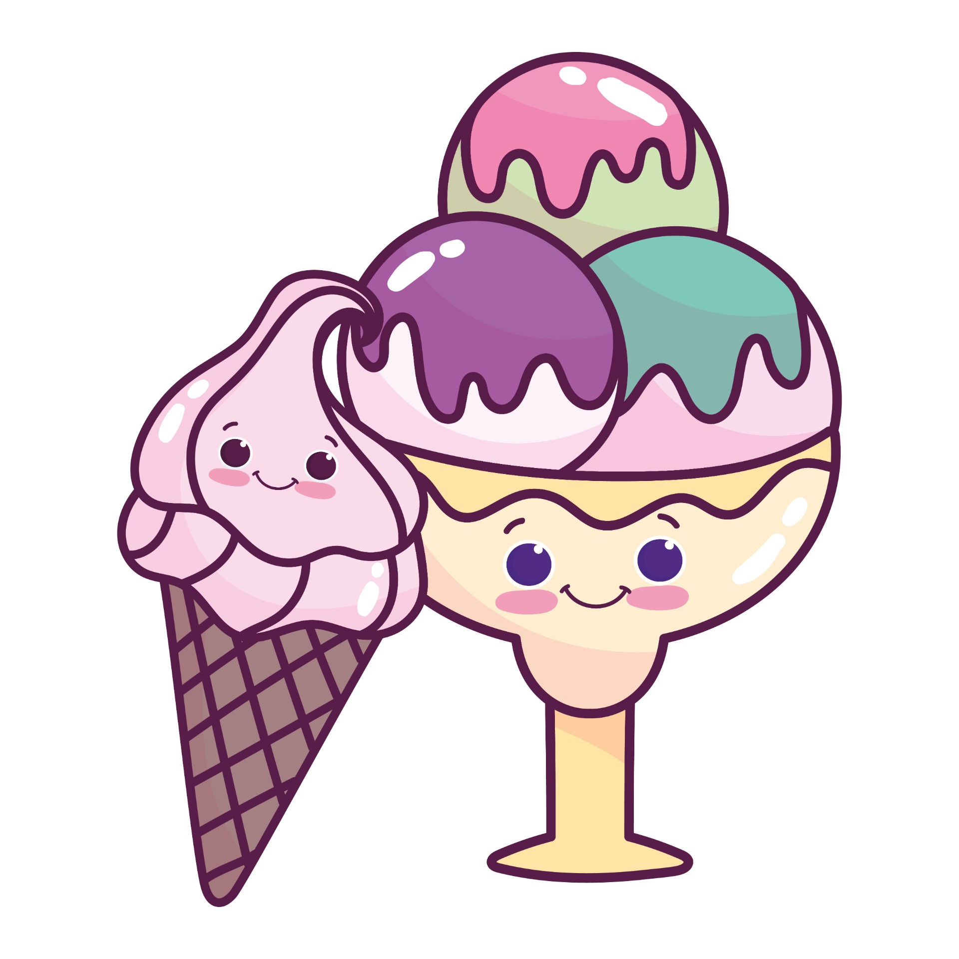 冰淇淋甜点卡通插图0