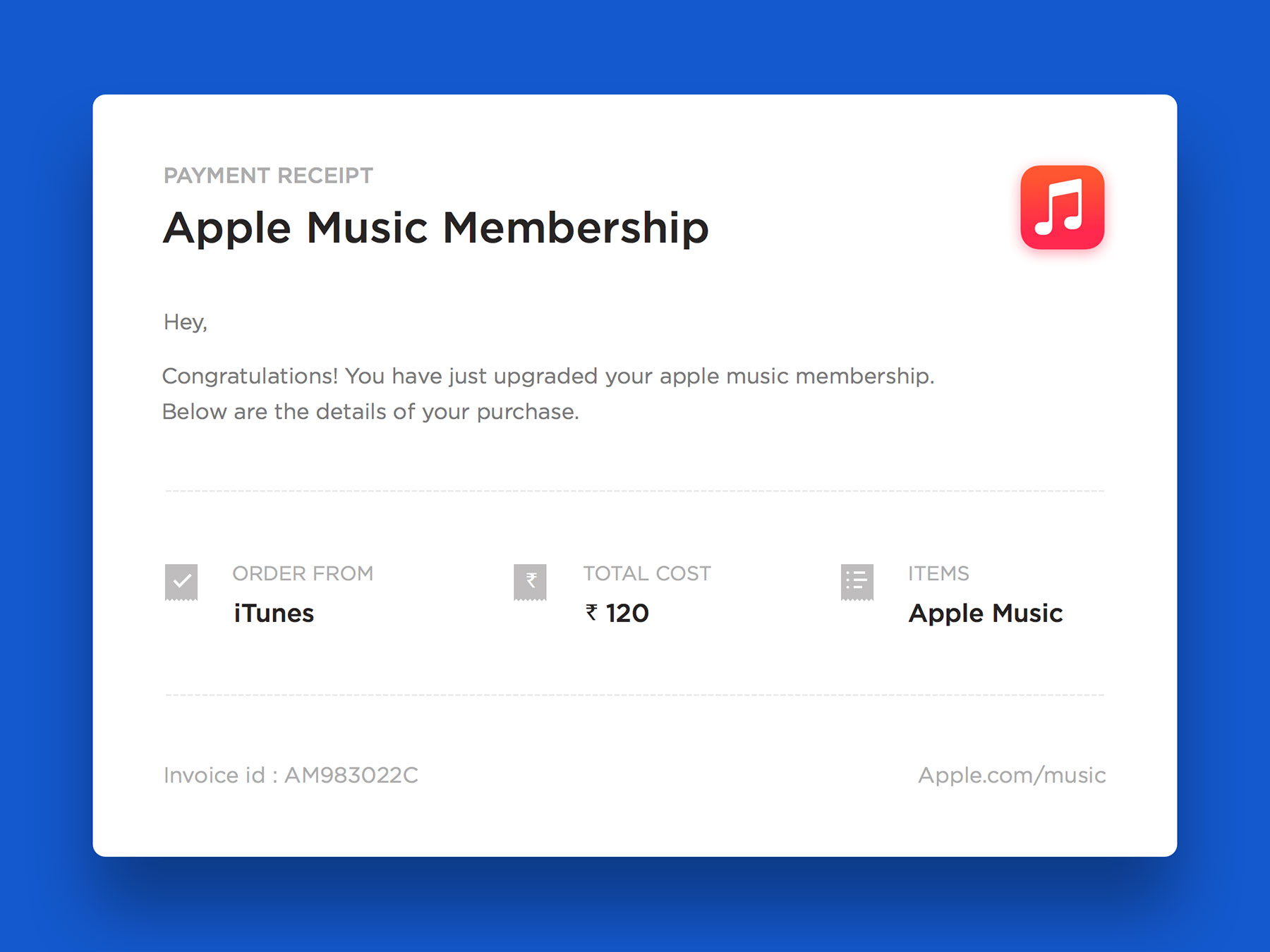 Apple Music 邮件票据0