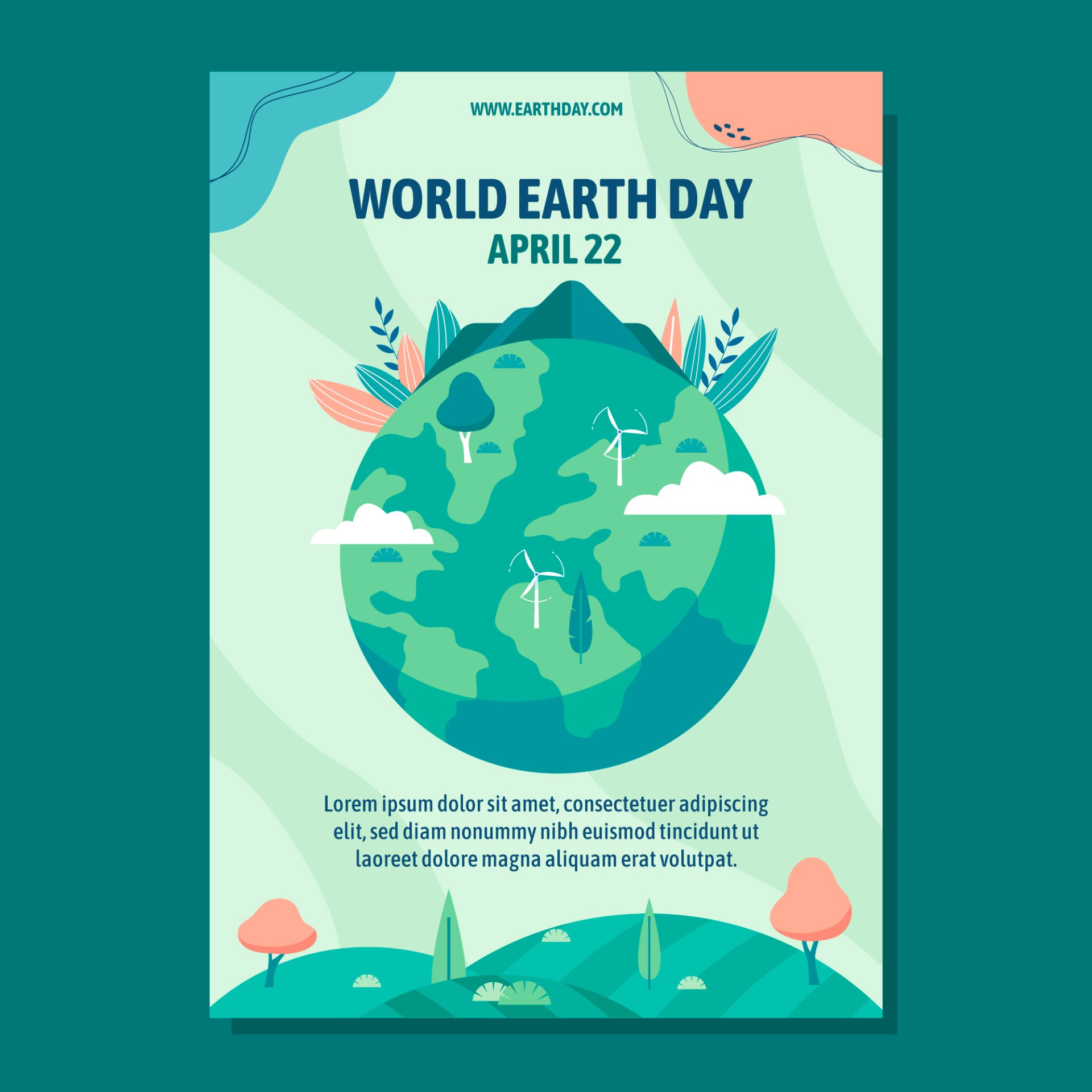 4月22日地球日竖版海报设计模板0